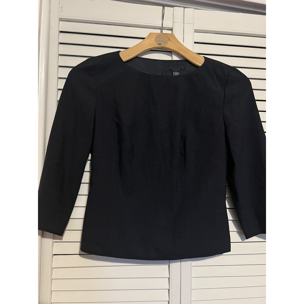 ANN TAYLOR Women's size 2 Blouse Shirt Top Wool Blend Stretch 3/4 Sleeve Gray